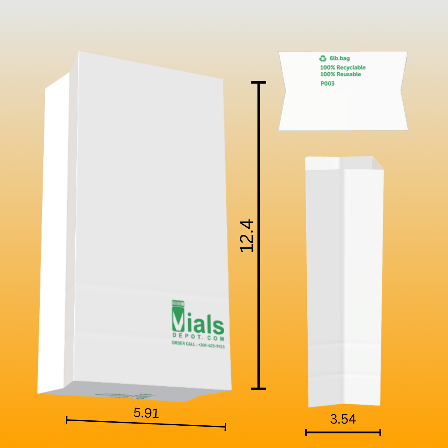 ApotheCarry FB-002 Paper Prescription Bags - 8" X 5.5" X 16" - 1000&500 Bags/case