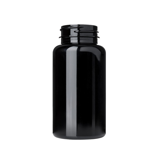150 CC, Black Medicine Bottle, (336 pcs/case), 38 mm Matching Cap